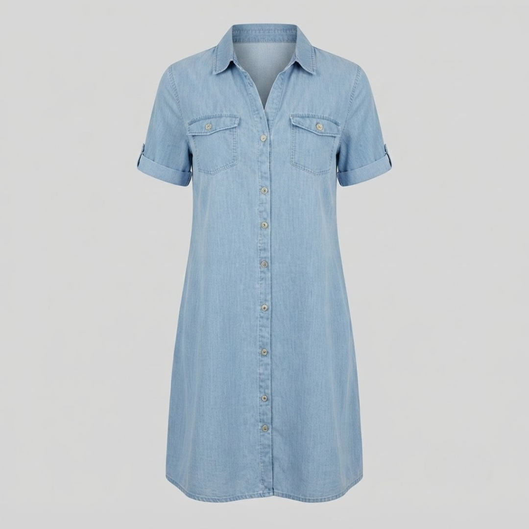 Myra Casual Denim Style Midi Dress