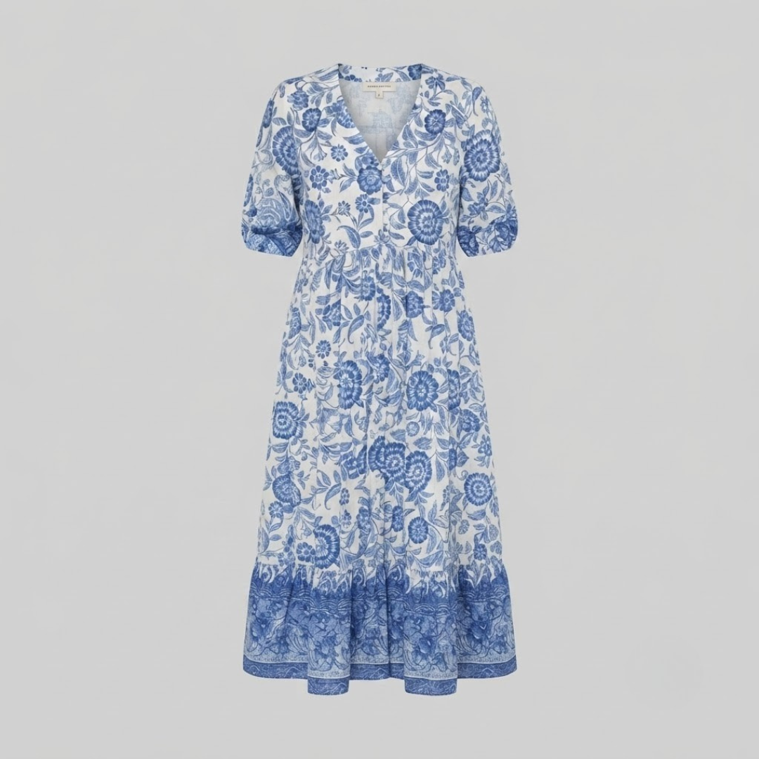 Danna Elegant Floral Dress with V Neck