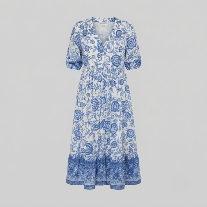 Danna Elegant Floral Dress with V Neck
