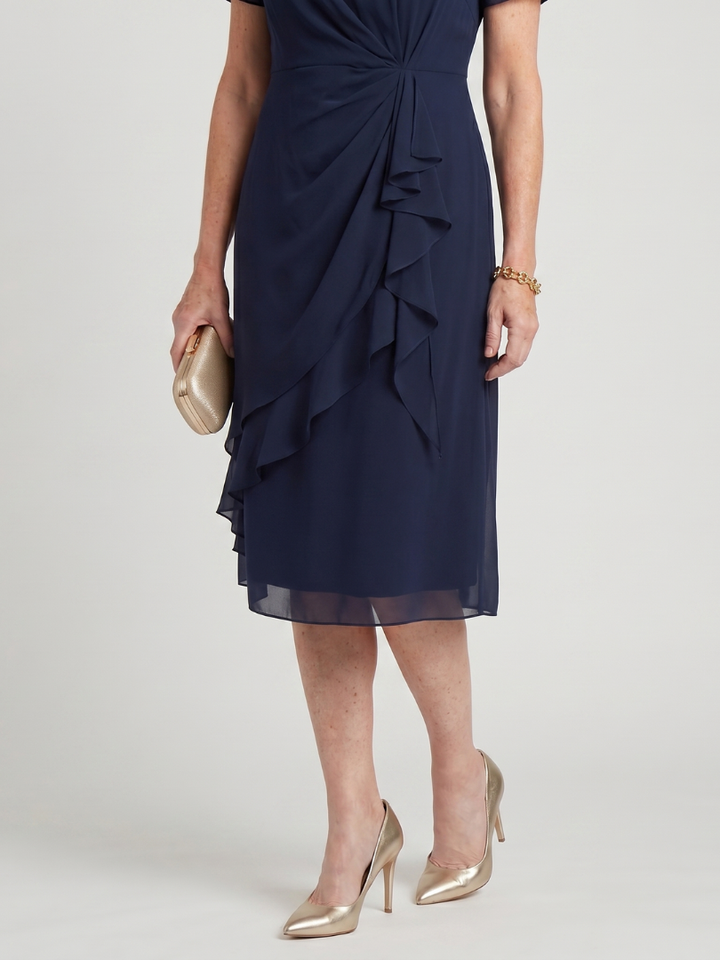 Blake Elegant Chiffon Draped Dress