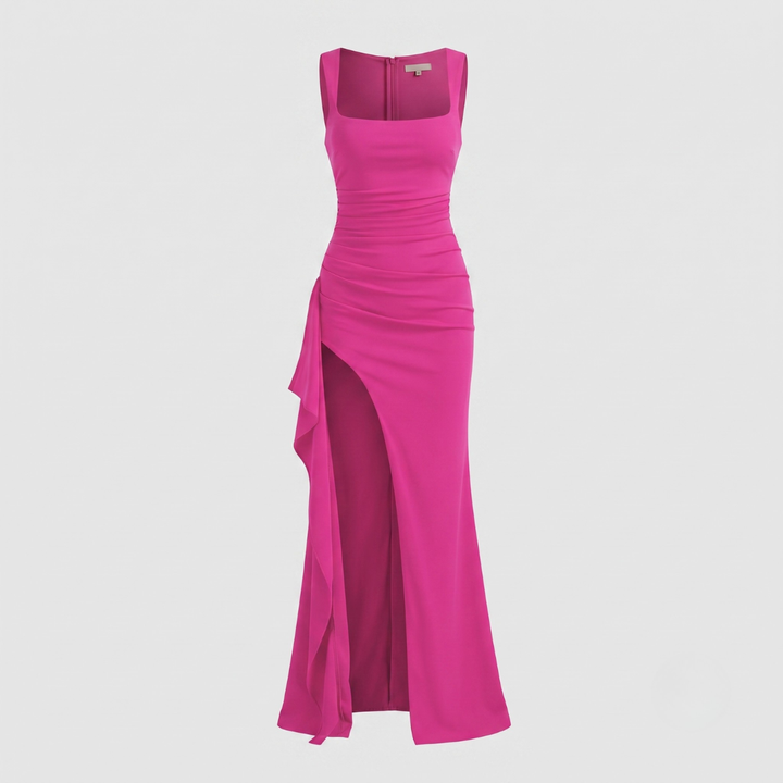 Livia Elegant Formal Slip Maxi Dress with Open Back