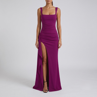 Livia Elegant Formal Slip Maxi Dress with Open Back