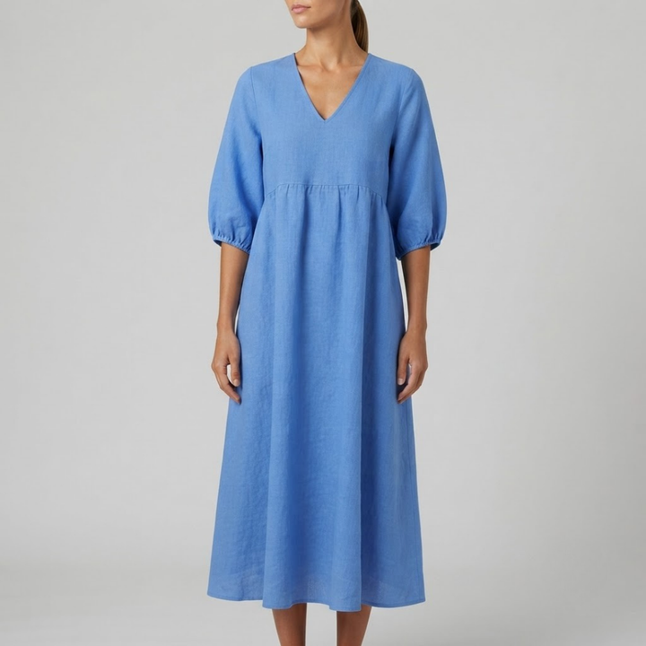 Daisy Elegance V-Neck Maxi Dress
