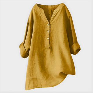 Nikki Elegant Cotton Linen V Neck Blouse