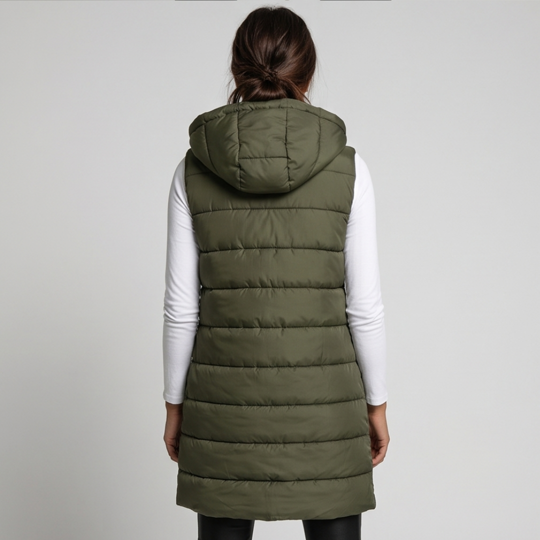 Long Hooded Puffer Vest