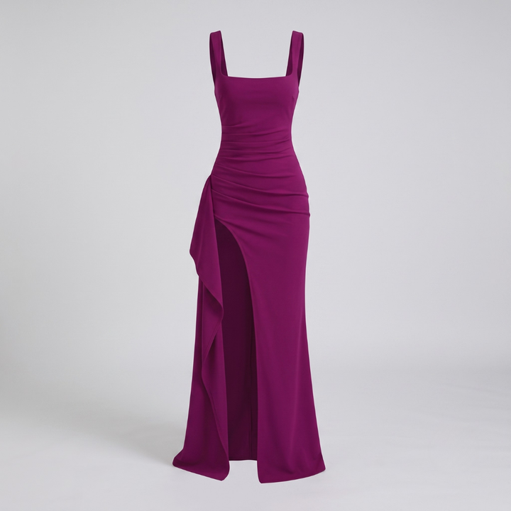 Livia Elegant Formal Slip Maxi Dress with Open Back
