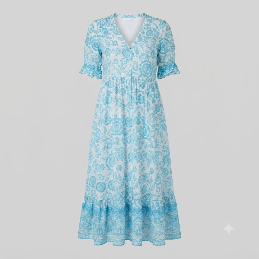 Danna Elegant Floral Dress with V Neck