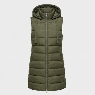 Long Hooded Puffer Vest