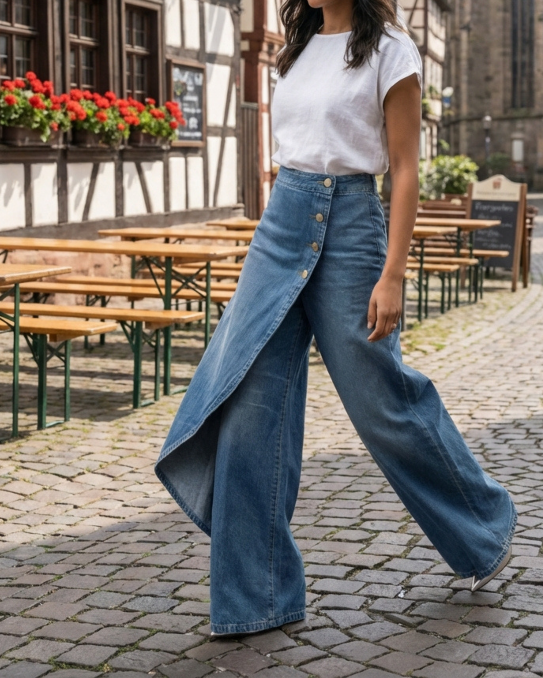 Vivienne Slim Wrap Denim Jeans with Stretch