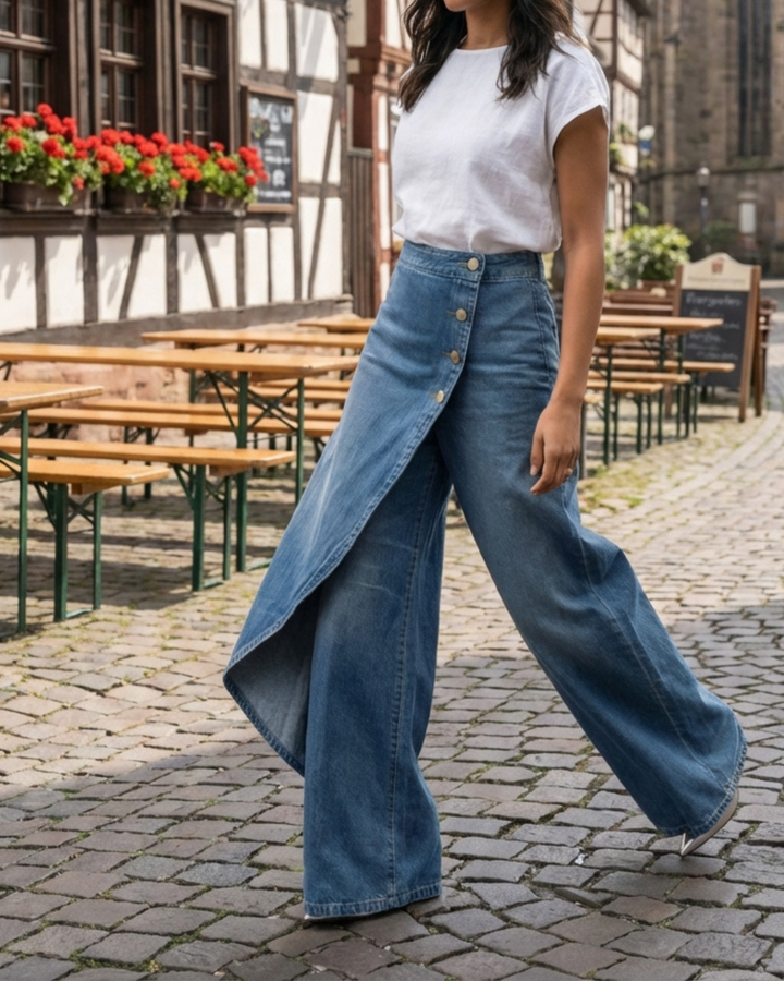 Vivienne Slim Wrap Denim Jeans with Stretch