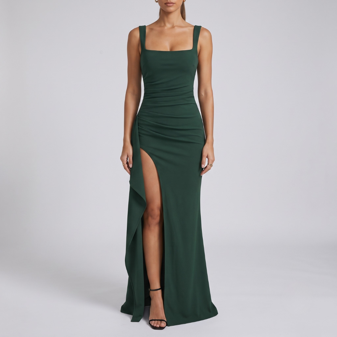 Livia Elegant Formal Slip Maxi Dress with Open Back