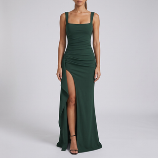 Livia Elegant Formal Slip Maxi Dress with Open Back