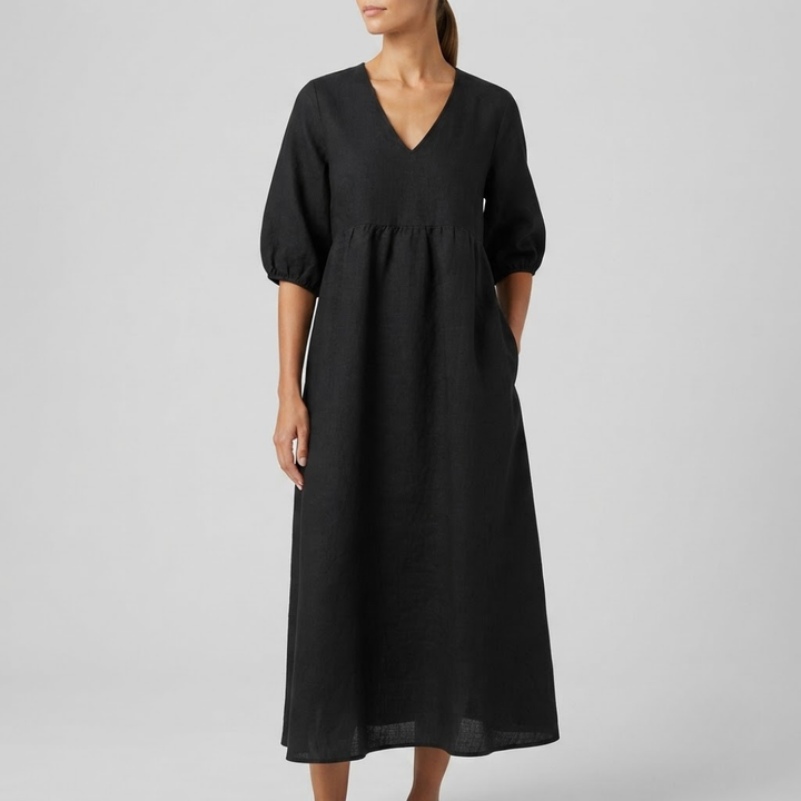 Daisy Elegance V-Neck Maxi Dress