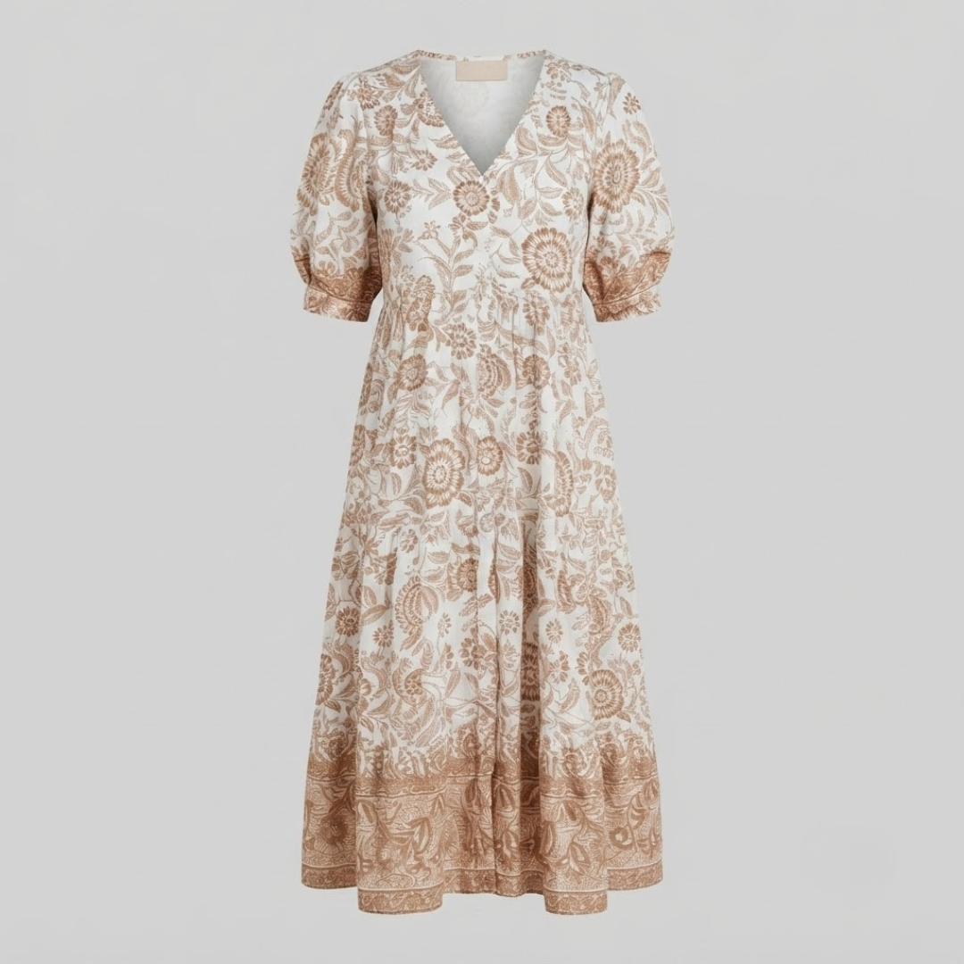 Danna Elegant Floral Dress with V Neck