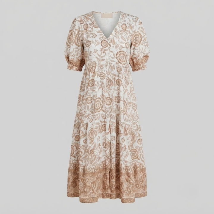 Danna Elegant Floral Dress with V Neck