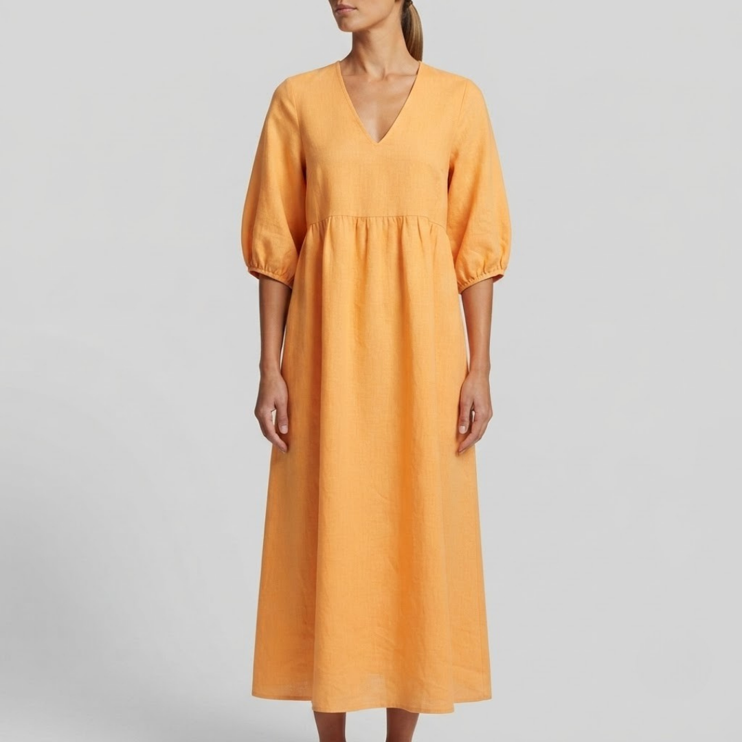 Daisy Elegance V-Neck Maxi Dress