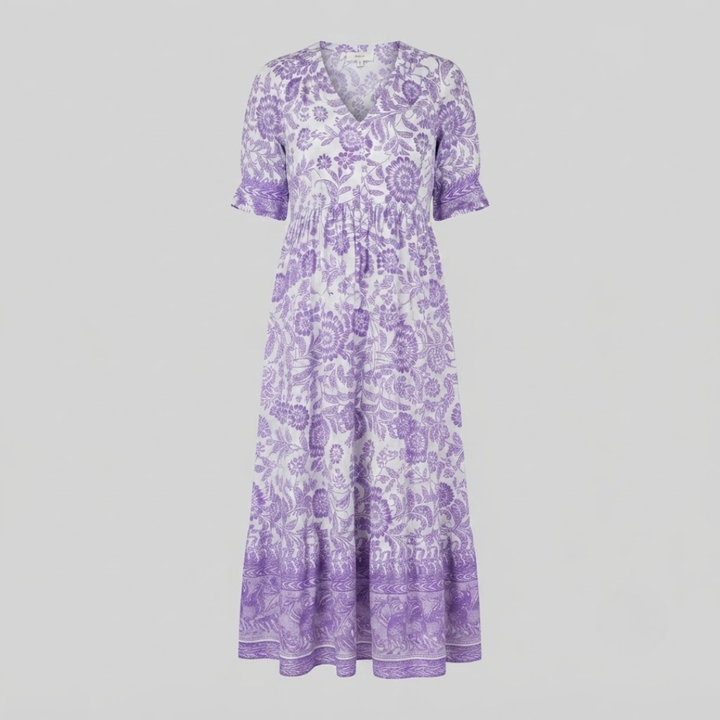 Danna Elegant Floral Dress with V Neck