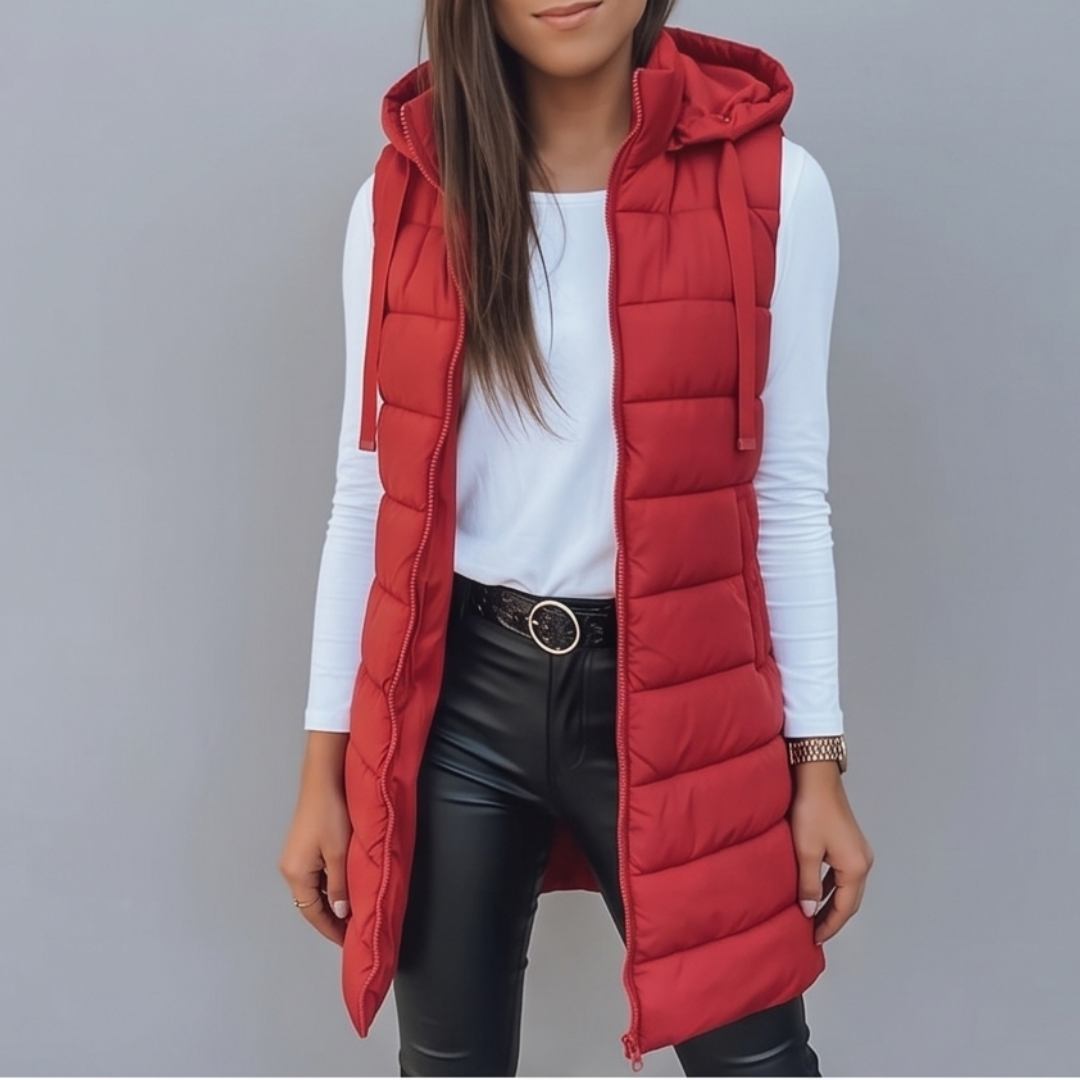 Long Hooded Puffer Vest