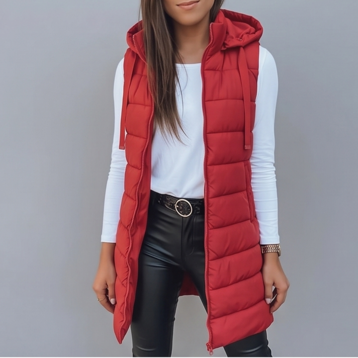 Long Hooded Puffer Vest