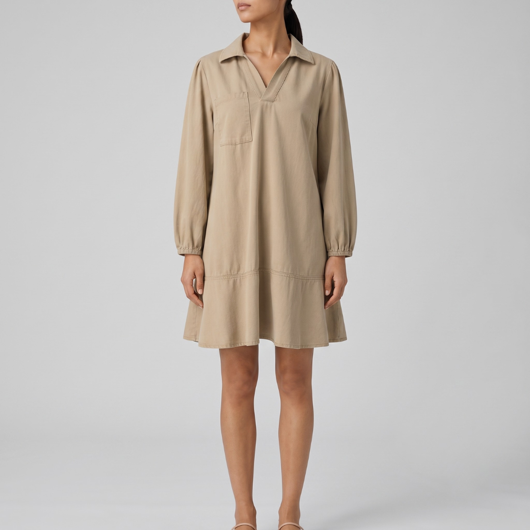 Layla Classic Soft Washed Denim Puff Sleeve Dress