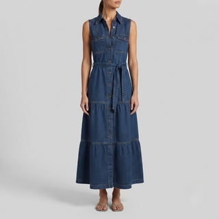 Aliza Button Front Denim Dress