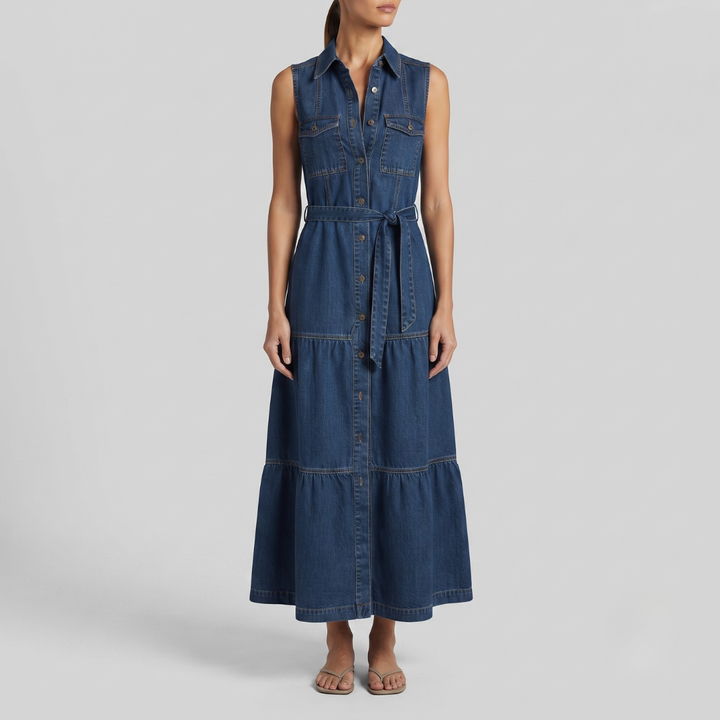 Aliza Button Front Denim Dress