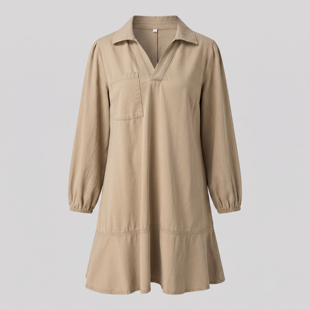 Layla Classic Soft Washed Denim Puff Sleeve Dress