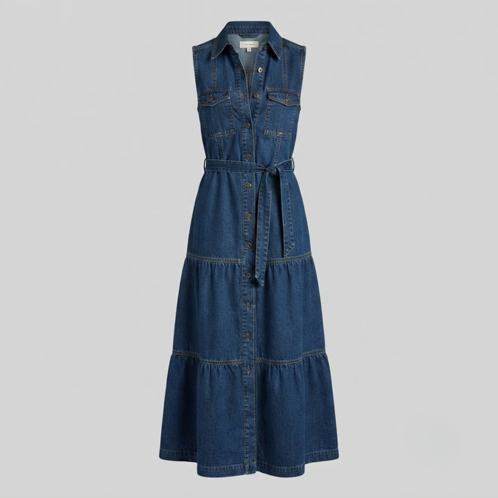 Aliza Button Front Denim Dress