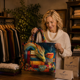 Artisan Bag - Dragon Reader with Books and Mugs