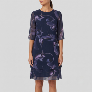 Emma Midnight Swirl Chiffon Dress