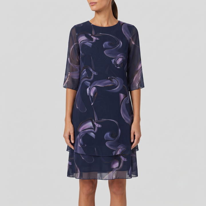 Emma Midnight Swirl Chiffon Dress