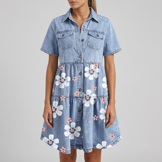Maribel Denim Flower Dress
