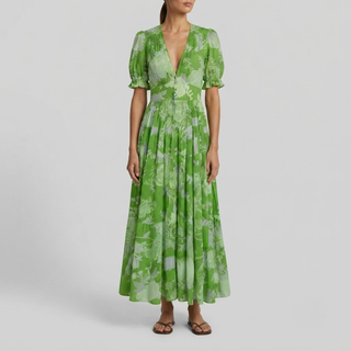 Alessia Elegant Floral V-Neck Dress
