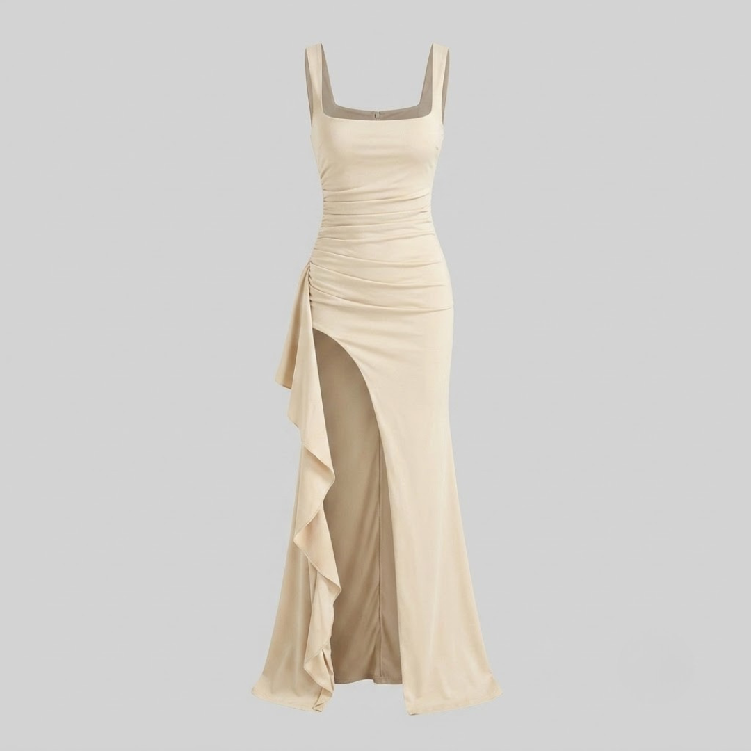 Livia Elegant Formal Slip Maxi Dress with Open Back