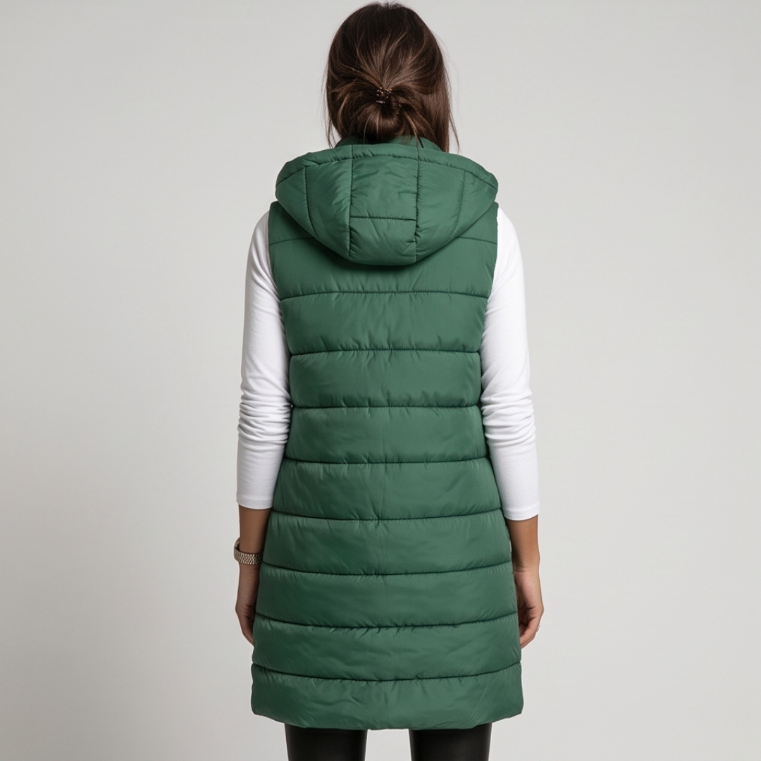 Long Hooded Puffer Vest