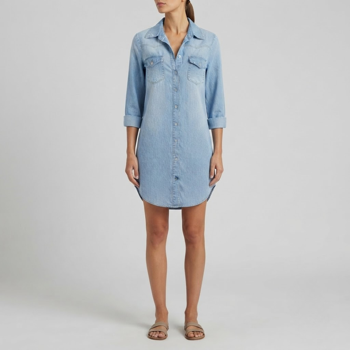 Ariah Casual Elegant Denim Shirt Dress