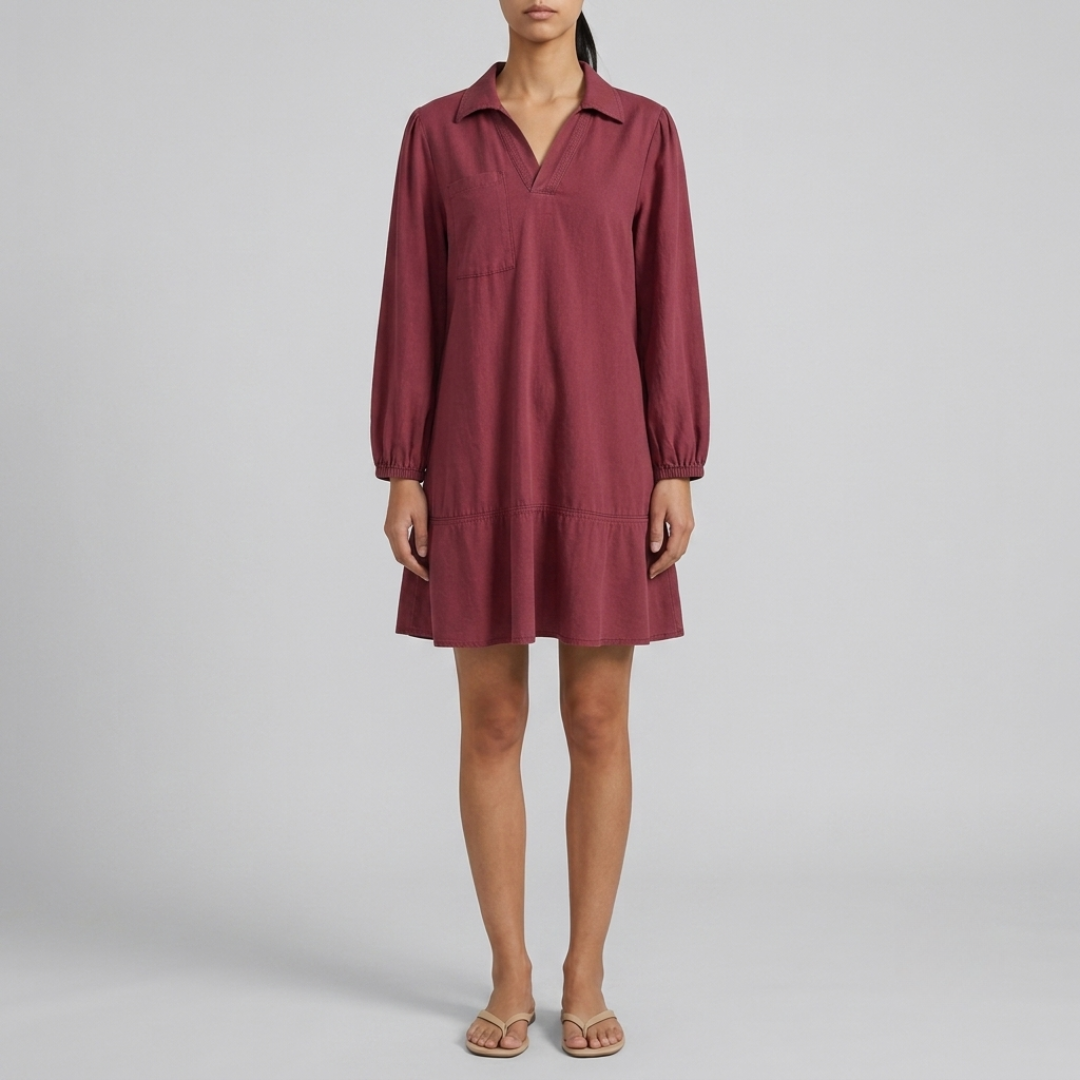 Layla Classic Soft Washed Denim Puff Sleeve Dress