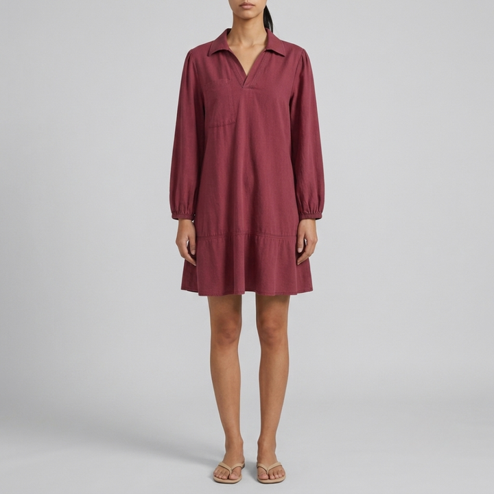 Layla Classic Soft Washed Denim Puff Sleeve Dress
