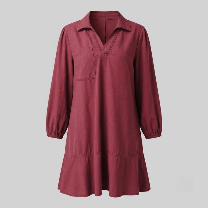 Layla Classic Soft Washed Denim Puff Sleeve Dress