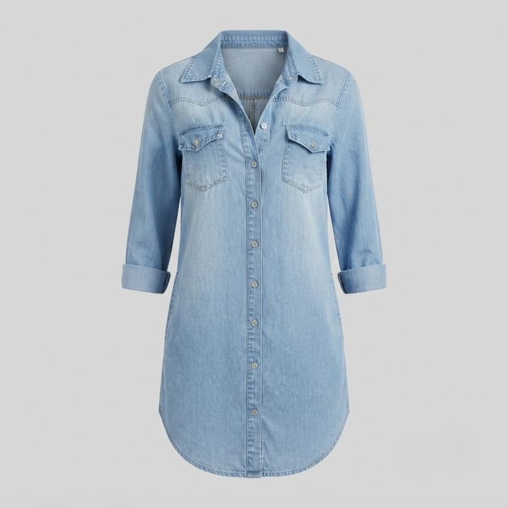 Ariah Casual Elegant Denim Shirt Dress