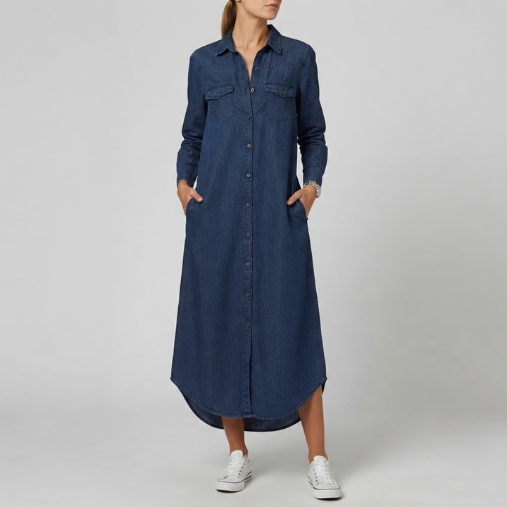 Andi Casual Elegant Long Denim Shirt Dress