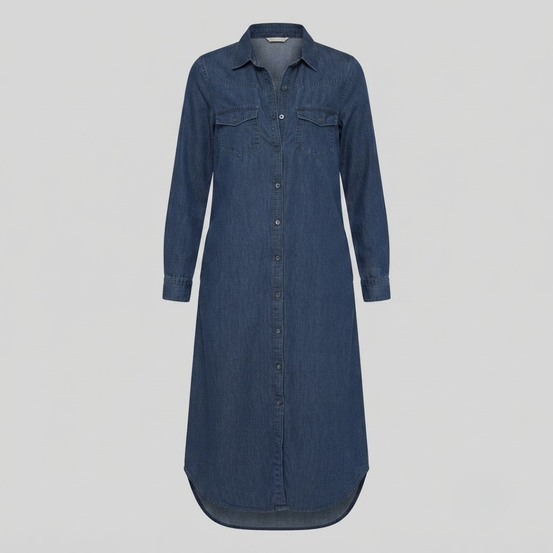 Andi Casual Elegant Long Denim Shirt Dress
