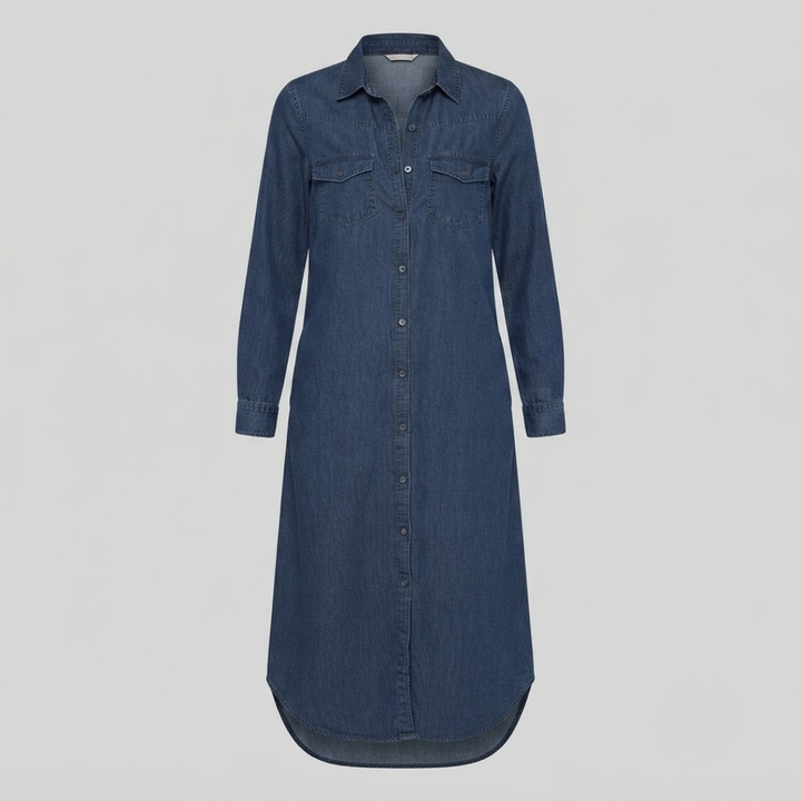 Andi Casual Elegant Long Denim Shirt Dress