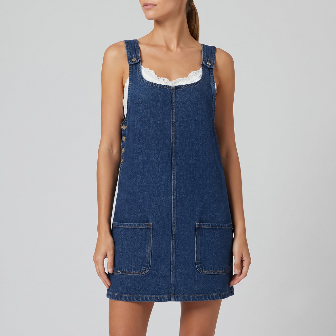 Coraline Casual Denim Overall Dress
