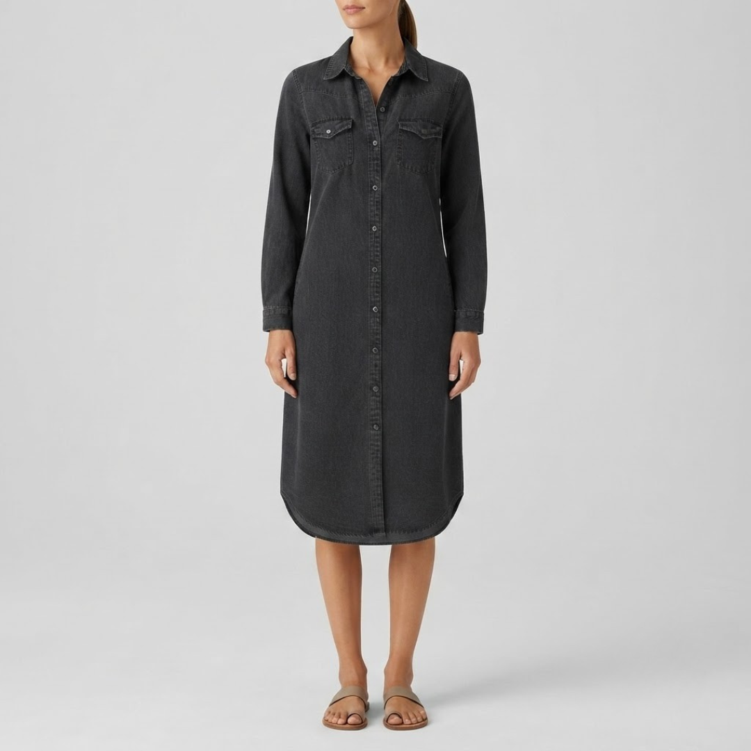 Andi Casual Elegant Long Denim Shirt Dress
