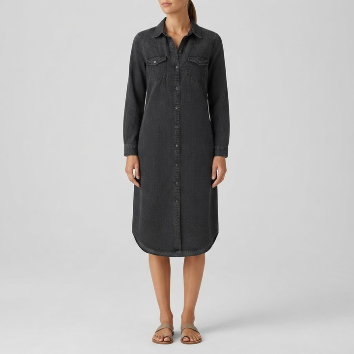Andi Casual Elegant Long Denim Shirt Dress