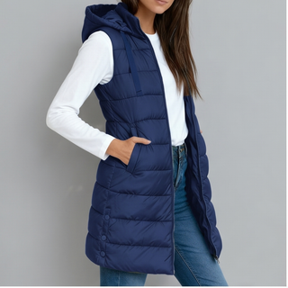 Long Hooded Puffer Vest