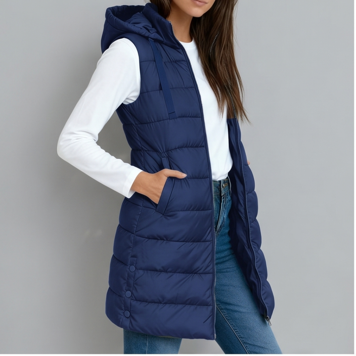Long Hooded Puffer Vest