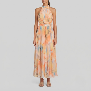 Micah Halterneck Watercolour Print Dress