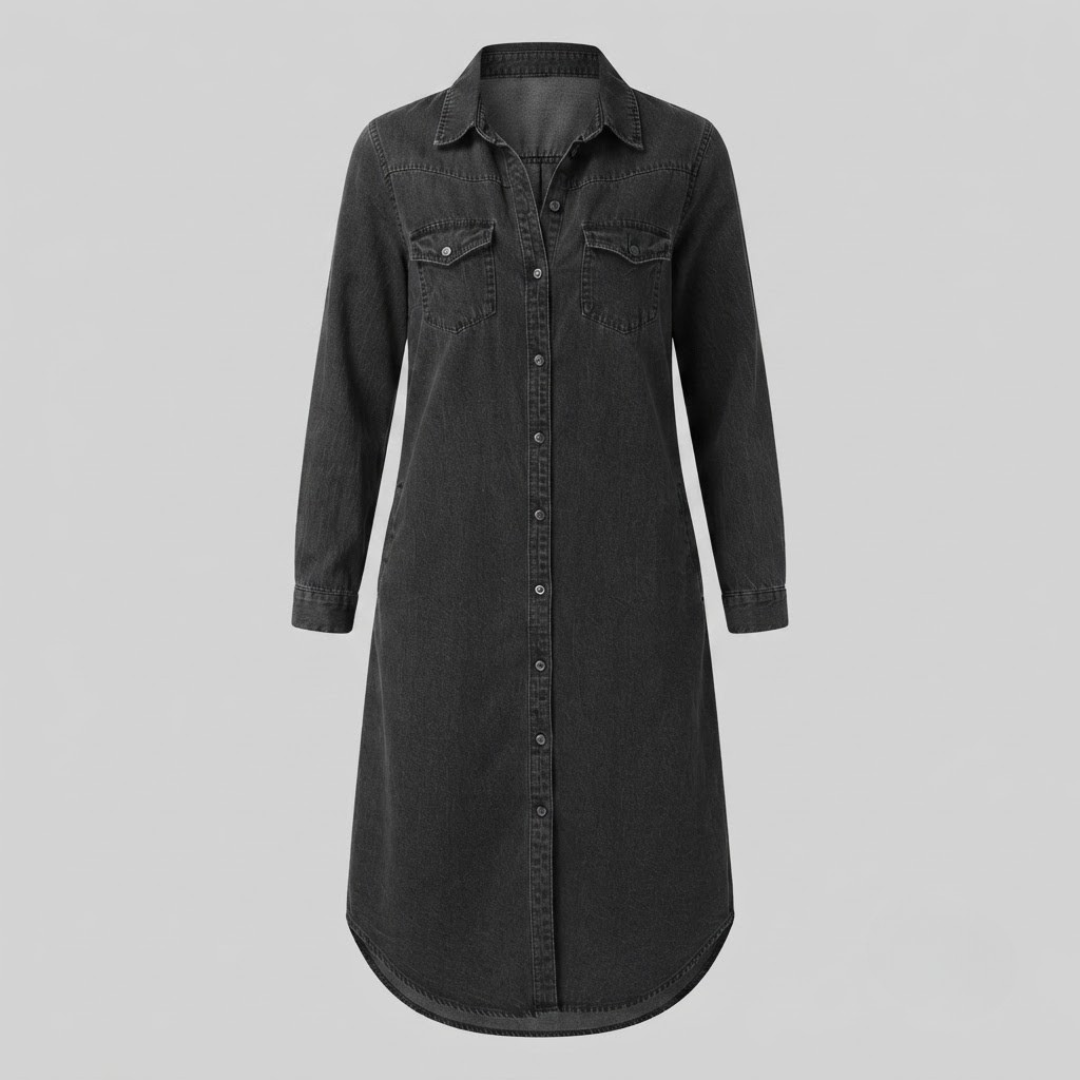 Andi Casual Elegant Long Denim Shirt Dress